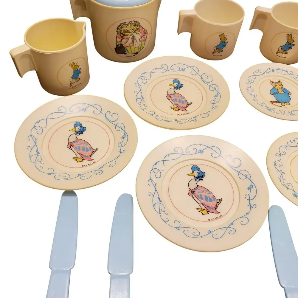 Vintage Peter Rabbit Toy Tea Set 1983 by Bluebird England Imported Very Rare